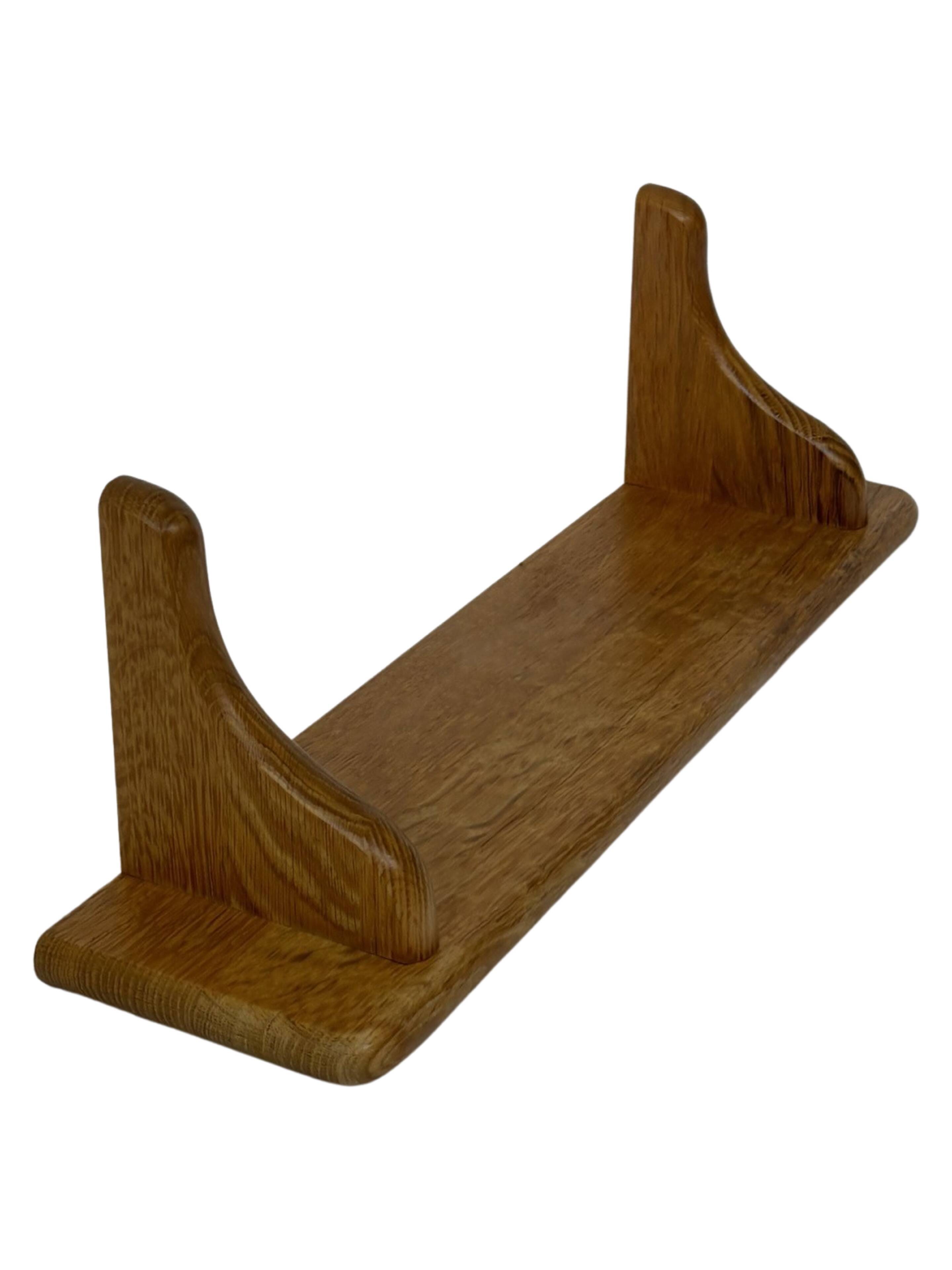 Vintage oak wall rack book shelf 1970s wood minimalist design