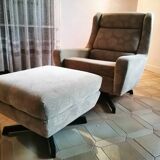Set of 4 armchairs and pouf