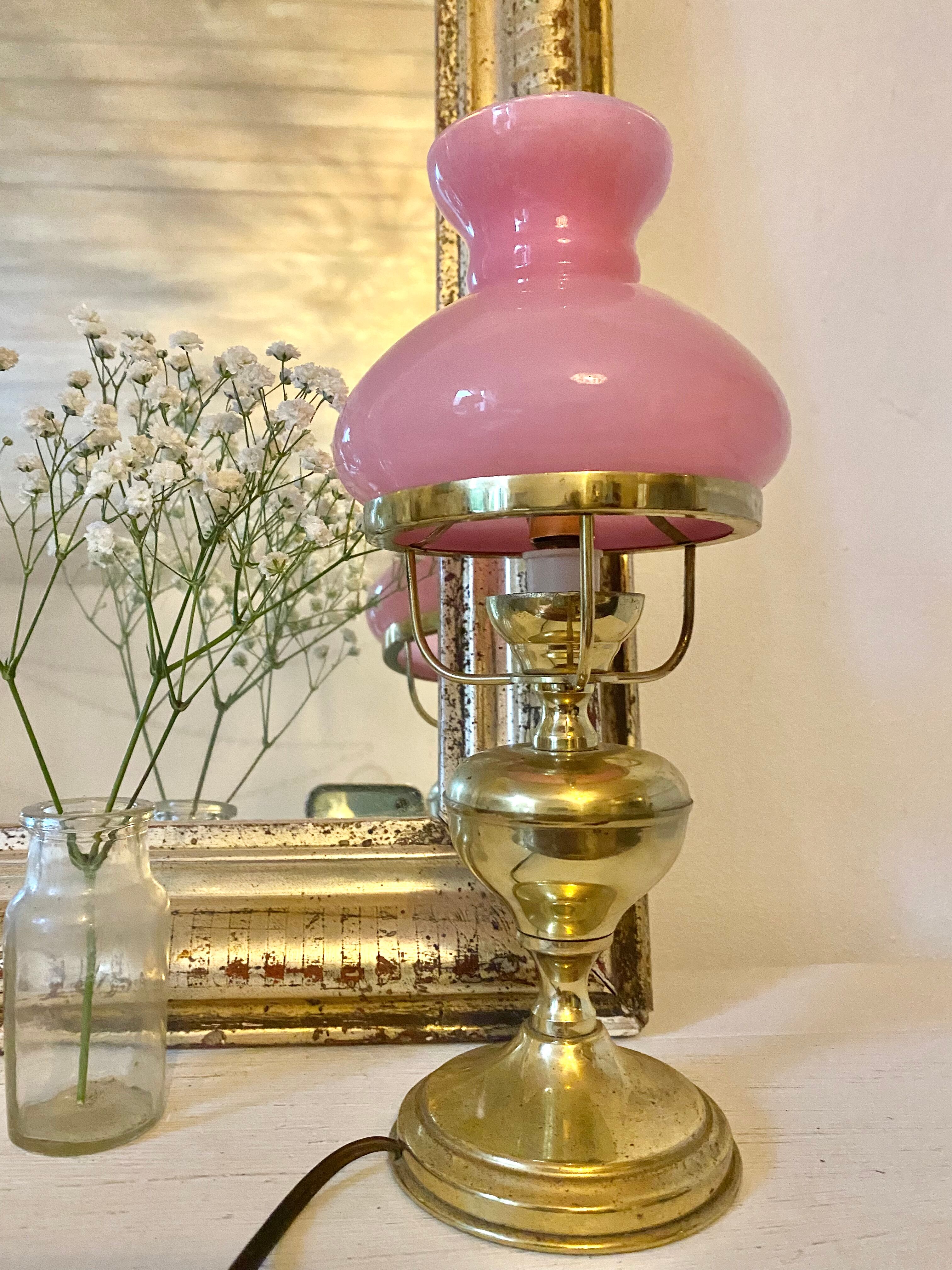Lampe vintage rose et dorée