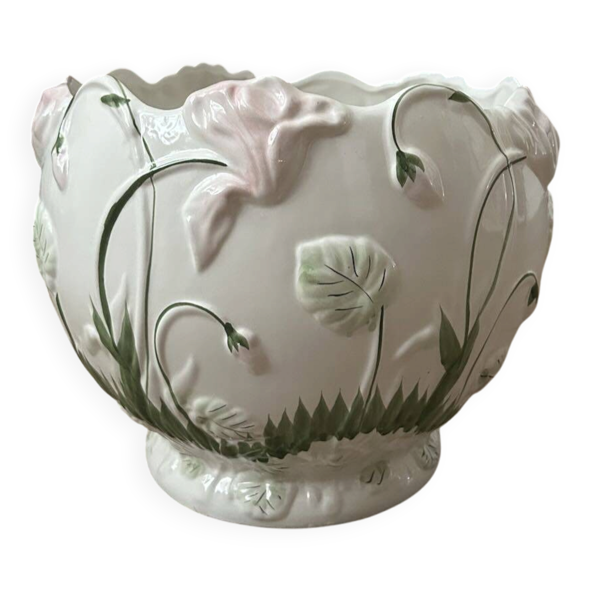 Antique cache-pot, slipware decoration.