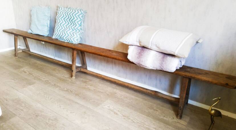 19th century wooden school bench