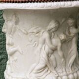 Pair of Medicis Borghese vases in porcelain biscuit and brass.