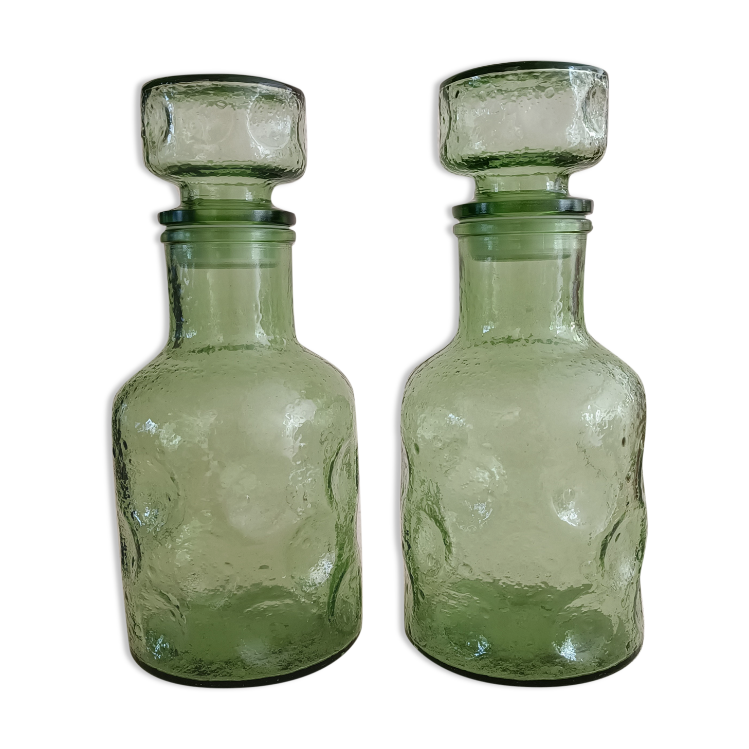 Two 1970s molded glass decanters