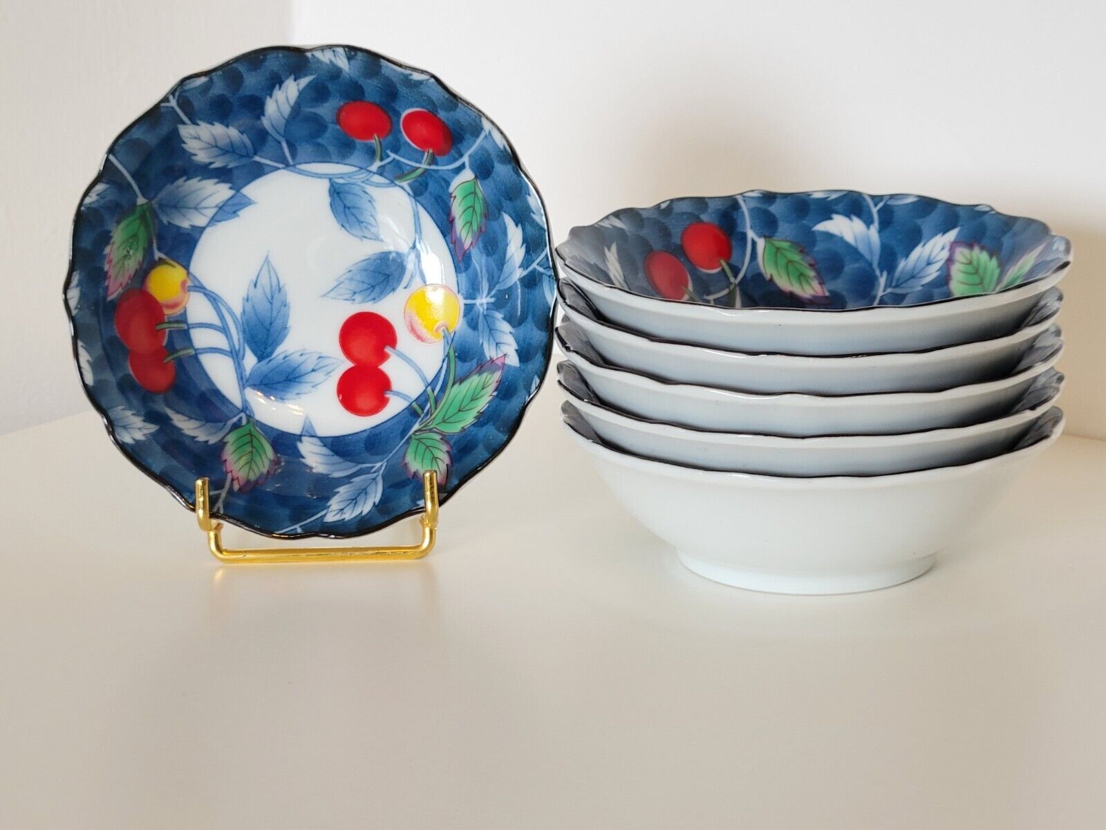 6 cups decoration cherries Japan vintage