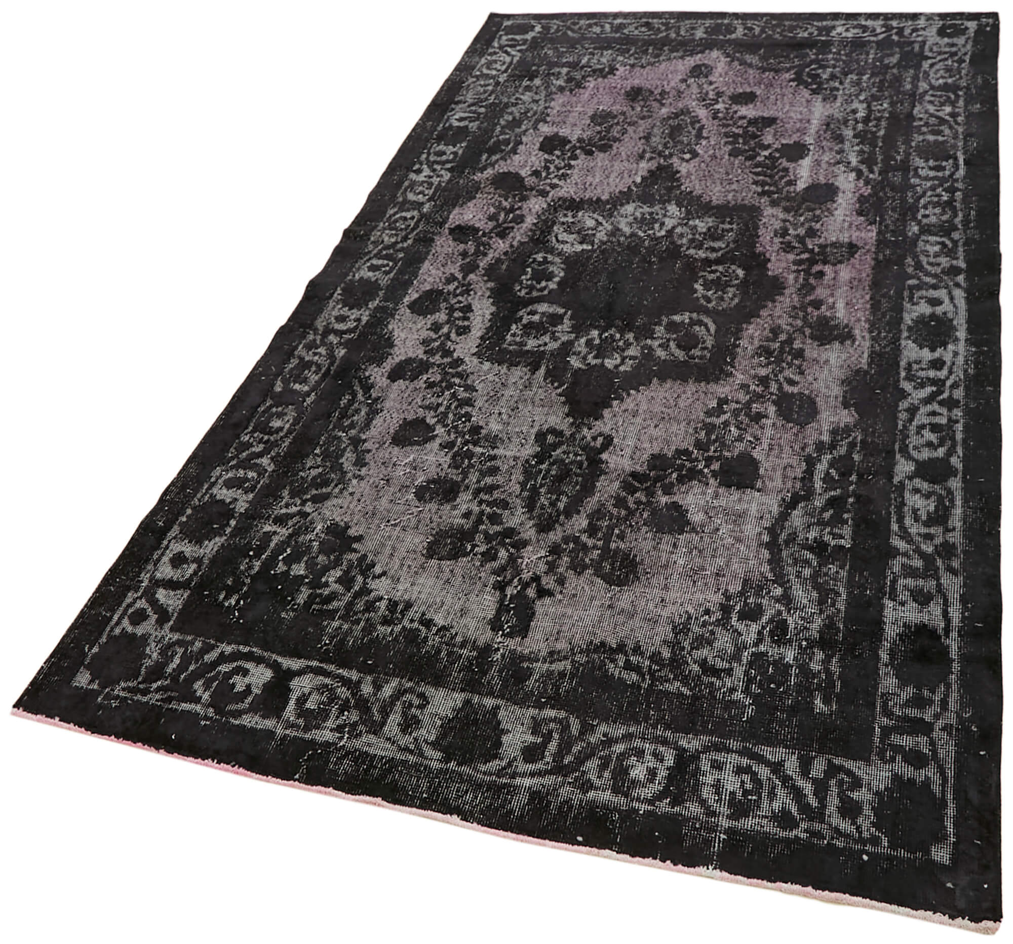 Hand-knotted antique turkish 1970s 150 cm x 291 cm black carpet