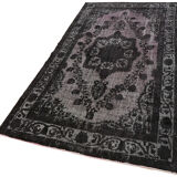 Hand-knotted antique turkish 1970s 150 cm x 291 cm black carpet