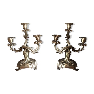 Paire de chandeliers baroque en bronze