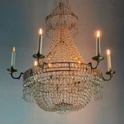 Lustre sac de perles, six feux de lumière, vers 1800