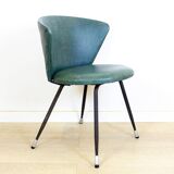 Ensemble de fauteuils club espagnols en fer et skaï vert, années 1960