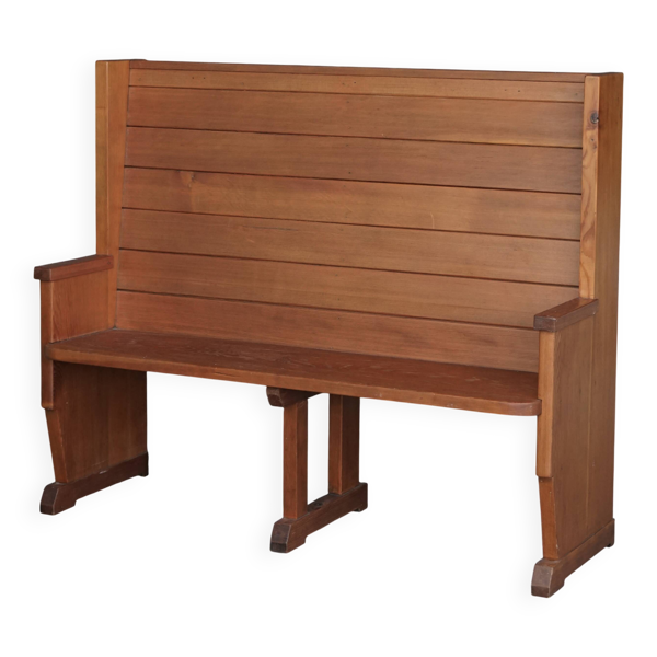 Banc d'église en pin néerlandais traditionnel, années 1930