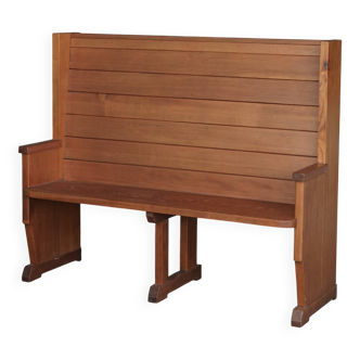 Traditionalist Dutch pine Church Bench, 1930s