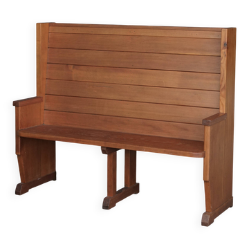 Traditional Dutch pine church bench, 1930s