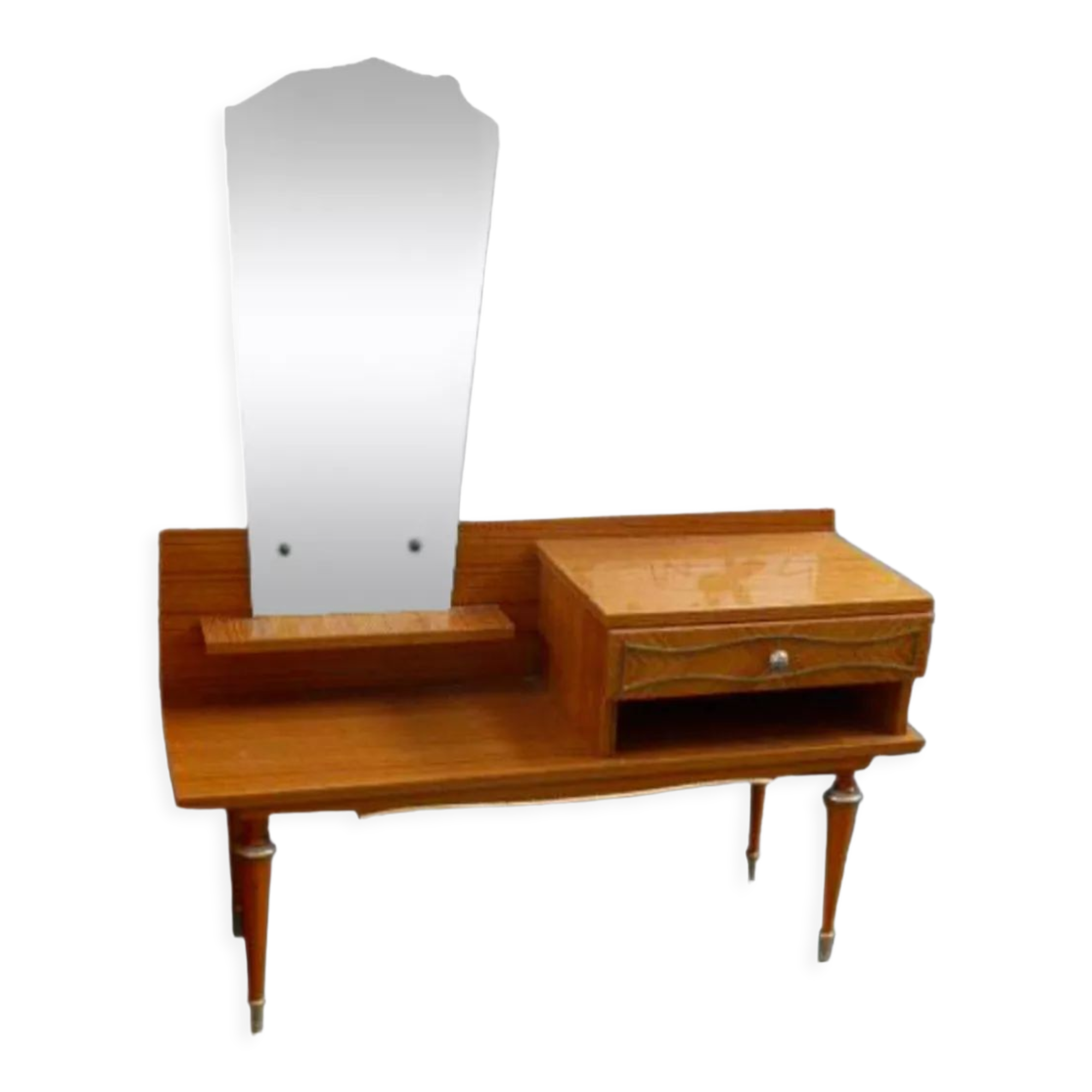 Vintage varnished wood dressing table 1950-1960