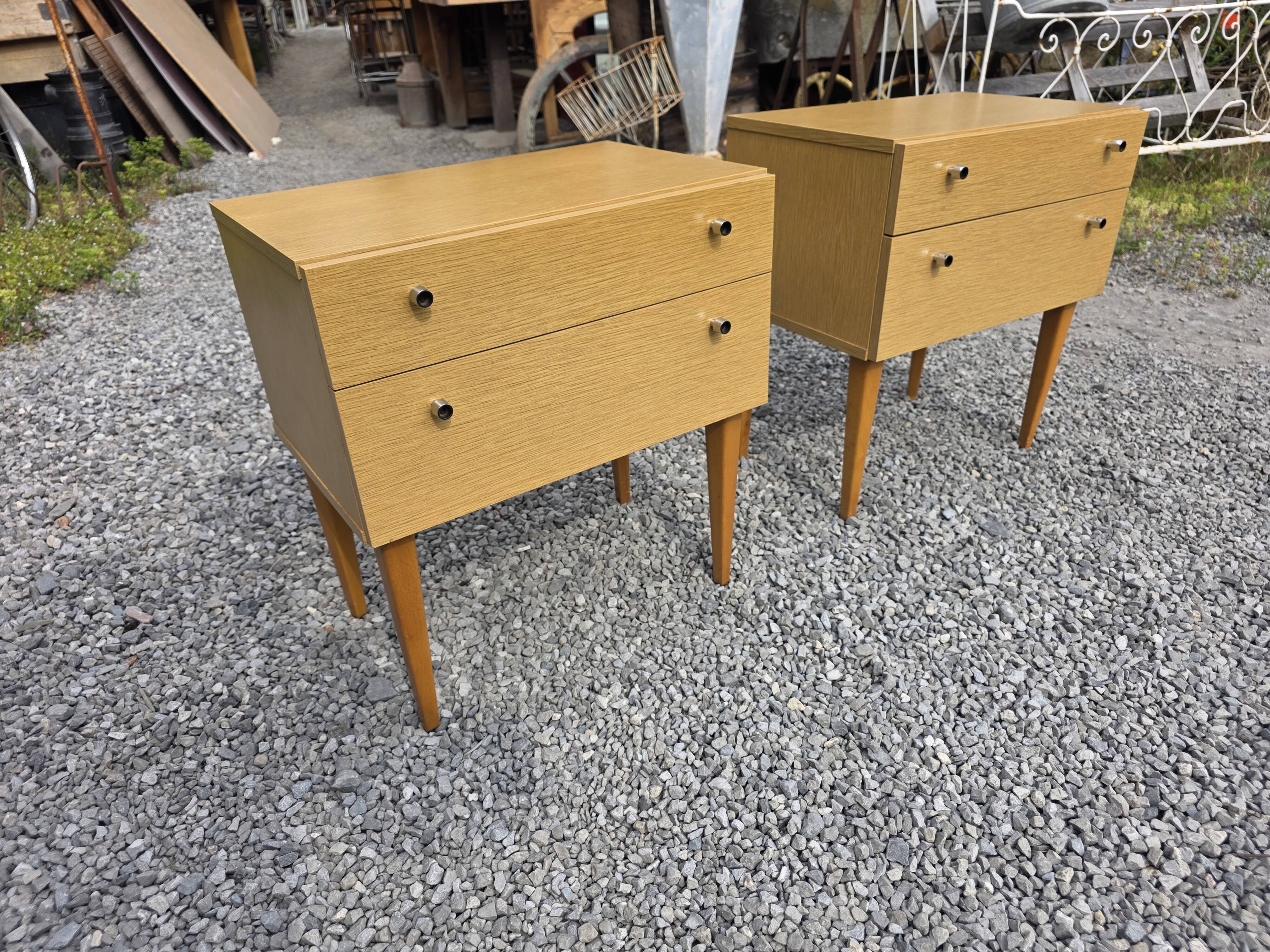 Pair of Scandinavian oak bedside tables from the 1960s.