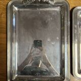 2 silver metal serving trays