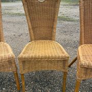 3 rattan and bamboo chairs