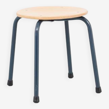 Beech and petrol blue stool