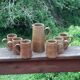 Pitcher and tumblers, pyrite stoneware, France, 1970