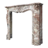 Louis XV style fireplace in grey marble from the Ardennes circa 1880