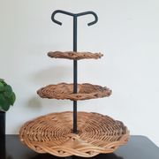 Rattan fruit or cheese holder, vintage, 50s