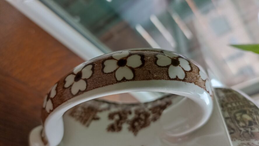 Tête de service à café anglaise en terre de fer Myott coloris chocolat