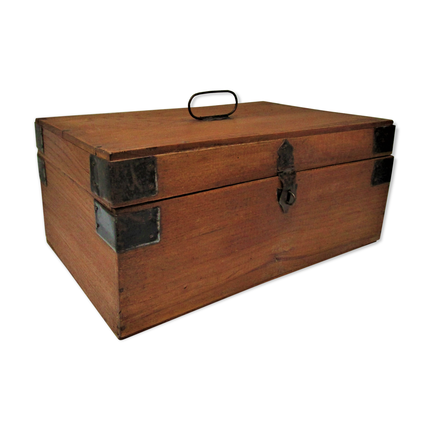 Solid wood box patinated early 20th century