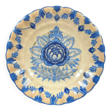 Plat ancien décor floral bleu