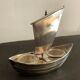 Gallia sailing art deco sailboat, in silver metal with Baccarat crystal salters