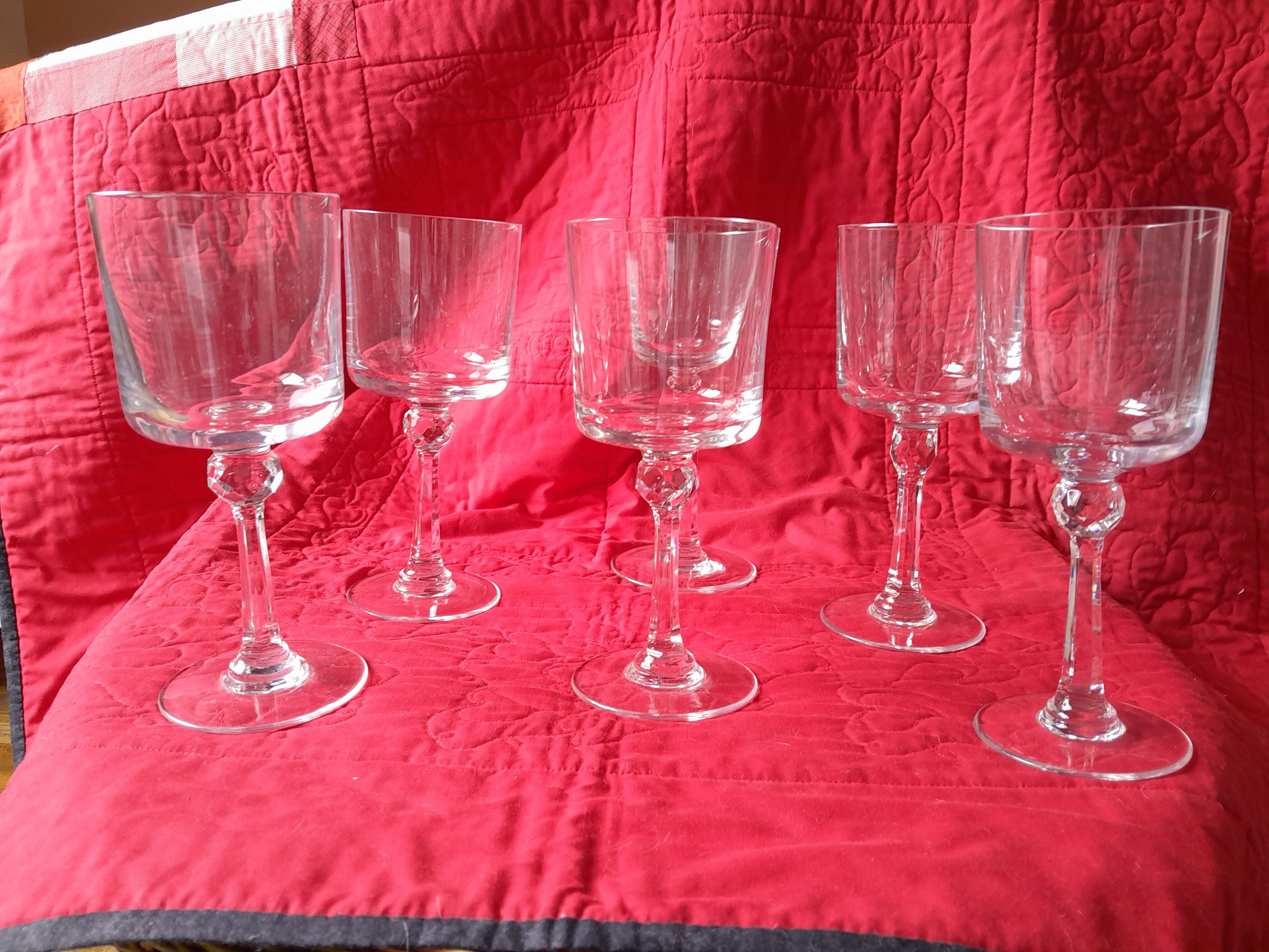 6 crystal stemmed glasses