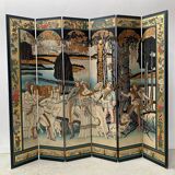 Six-panel painted screen, 20th century