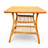 Audoux Minnet style 60's rattan bedside table