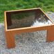 Coffee table from Regain in solid elm with a smoked glass top.