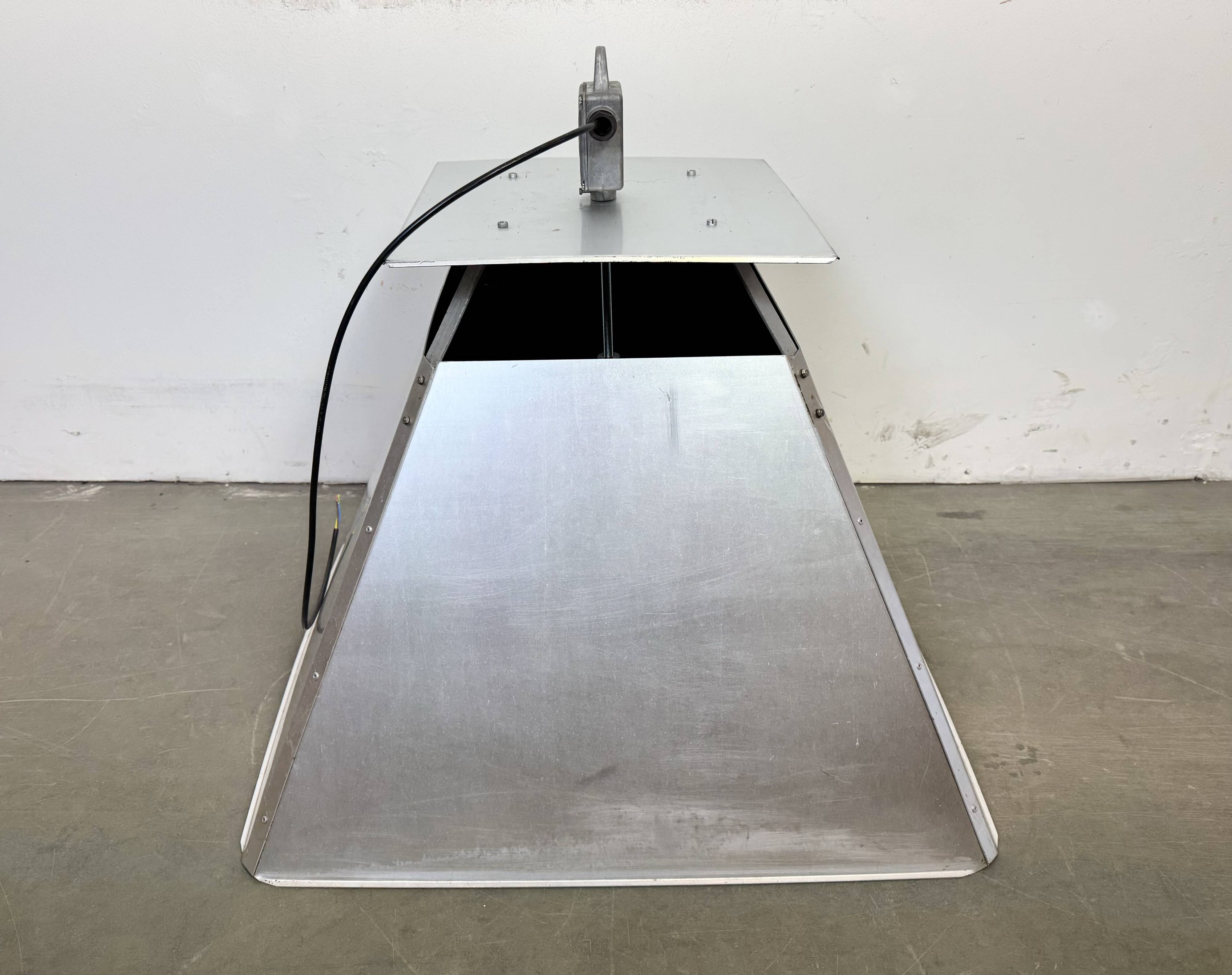 Large Silver Industrial Factory Pebdant Lamp, 1970s