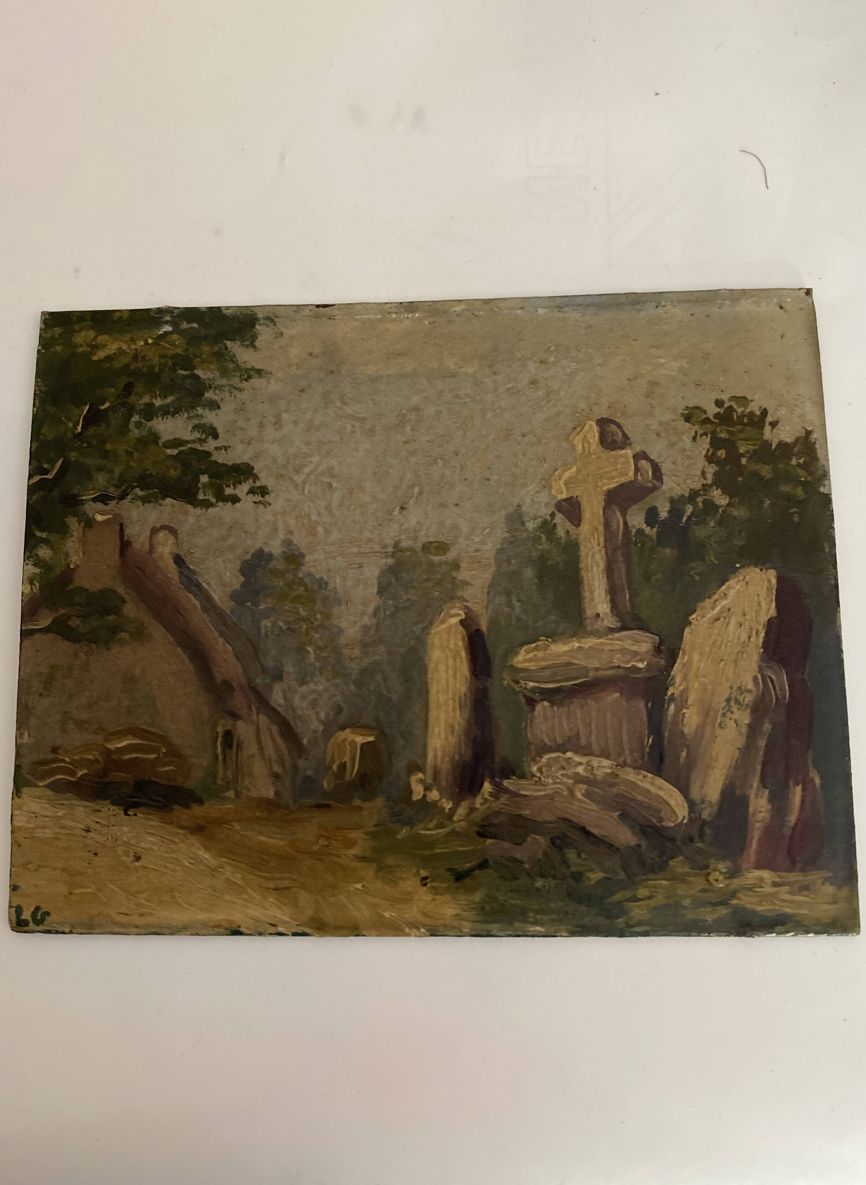 19th century oil on card