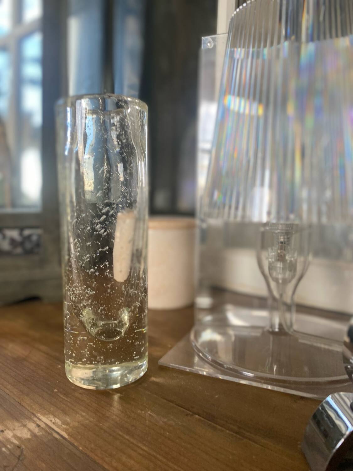 Vintage bubbled glass vase, 1970