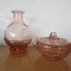 Set of 8 pink flared glasses and carafe