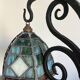 Ancienne Lampe Arts & Crafts cf. Tiffany Fer forgé et vitrail