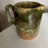 Glazed clay pitcher vase mixed earth 1970
