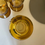 6 amber blown glass water glasses