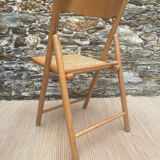 80s wooden and cane folding chair