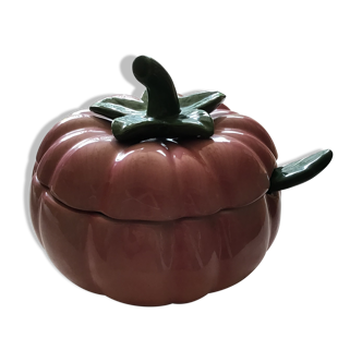 Soup slurry pink pumpkin with its ladle