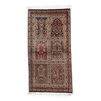 Vintage 1950s Persian Qum silk rug 72cm x 140cm