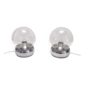 Pair of Vintage Glass and Metal Table Lamps "Vieste" by GPA Monti for Candl
