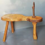 Vintage shoemaker's stool in solid wood and metal 50s/60s