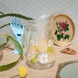 Carafe patterns flowers in glass -vintage