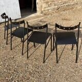 Series of 4 black iron chairs