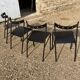 Series of 4 black iron chairs