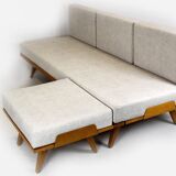 Restored Vintage Modular Corner Sofa Bed with Ottoman, 1960s