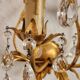 Hand-forged wall lamp gilded with gold leaf and crystals, Italy