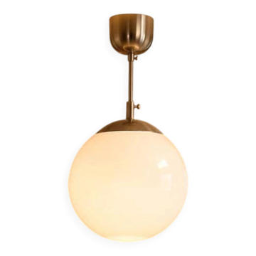 Ceiling light in opaline and chrome metal